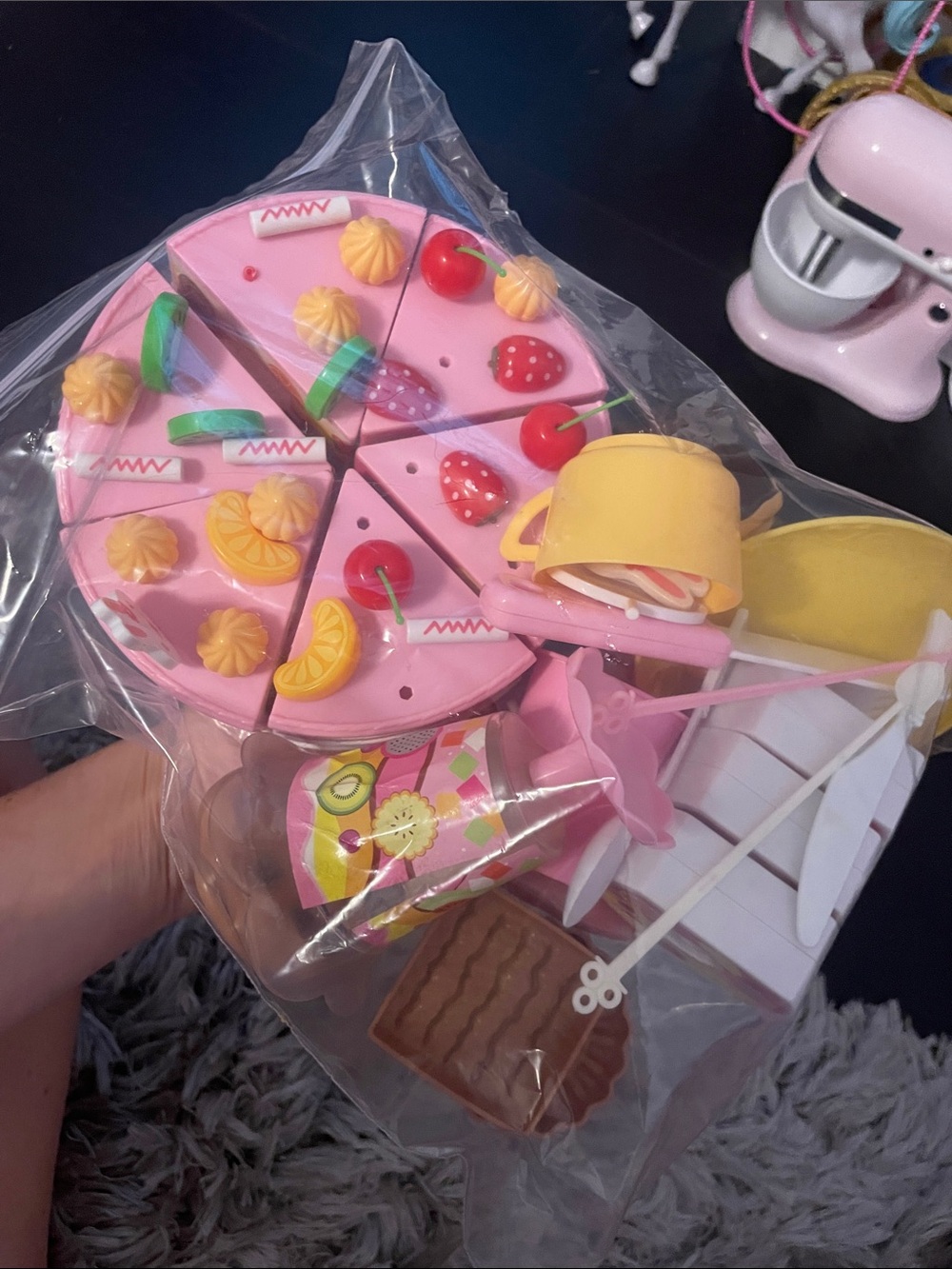 Pink Play Food Cake Set for Kids - Pretend Dessert Playset